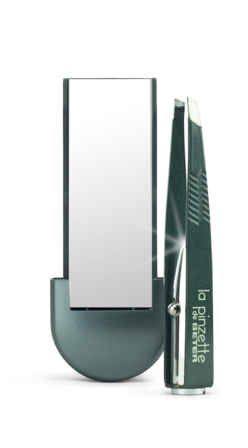 [Australia] - Beter - Tweezers for plucking eyebrows with LED light and mirror, perfect eyebrow set, tweezers set, pink color kit tweezers + mirror 