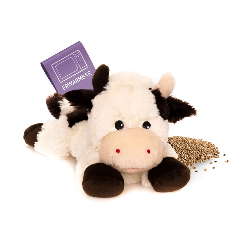 [Australia] - Habibi Plush heat cushion/stuffed toy for children and adults - 1826 cow with millet filling, heat cuddly toy for heating in the microwave/oven, also ideal for babies 