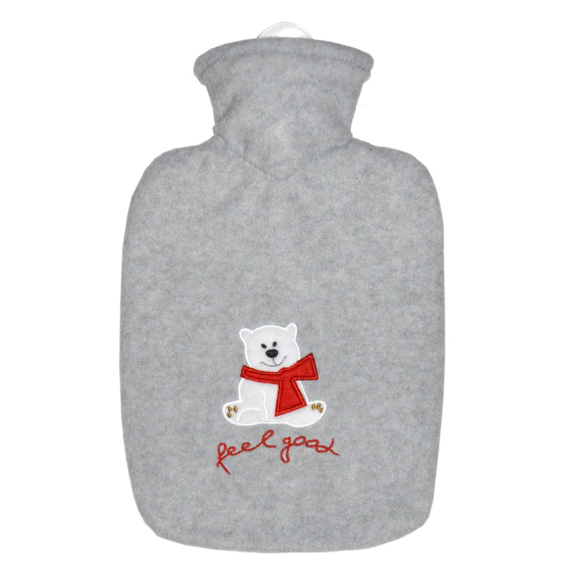 [Australia] - Hugo Frosch hot water bottle classic 1.8 l with fleece cover "feel good" bear gray 