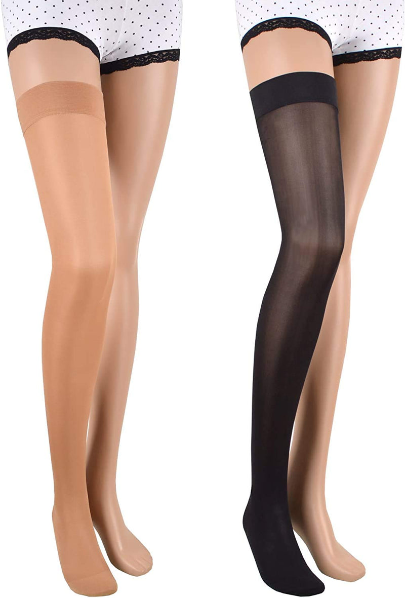 [Australia] - 23-32 mmHg (Class 2) ASSISTICA® Medical Compression Stockings with Closed Toe, Women/Men Support Stockings with Toe, AG Replacement Stockings with Silicone Band (158-170 cm/Small, Beige) 158-170 cm/Small 