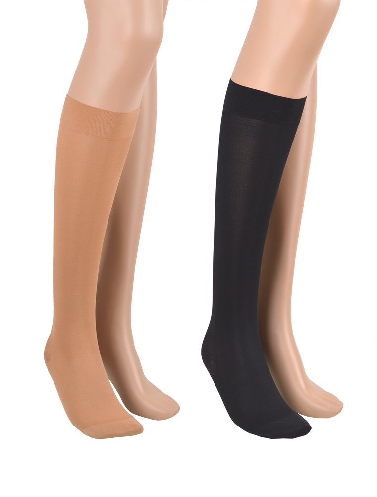 [Australia] - 23-32 mmHg ASSISTICA® Medical Compression Stockings with Lace, Class 2 Knee Stockings for Men and Women, Support Stockings with Toe, AD Replacement Stockings (158-170 cm/Large, Beige) 158-170 cm/Large 