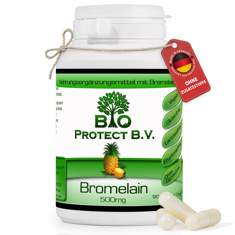[Australia] - Bromelain 500 mg (2,000 F.I.P.) 120 capsules - Vegan without fillers and additives - 2000 GDU/g = 4000 F.I.P./g - Bio Protect - Pineapple Enzyme WITHOUT ADDITIVES! 