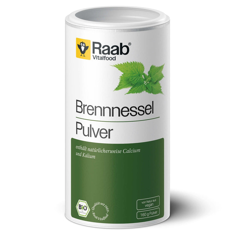 [Australia] - Raab Vitalfood organic nettle powder with natural calcium, magnesium and potassium, laboratory tested, for smoothies and muesli, 160 g, green 