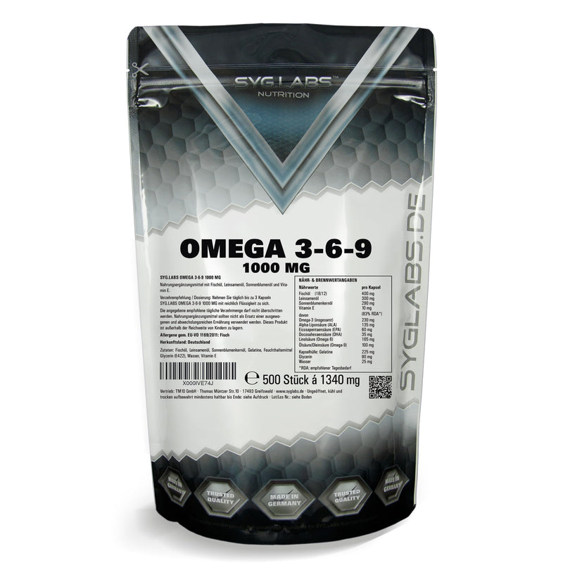 [Australia] - Syglabs Omega 3-6 - 9 1000mg high dose (+Vitamin E) - 500 capsules 500 pieces (pack of 1) single 