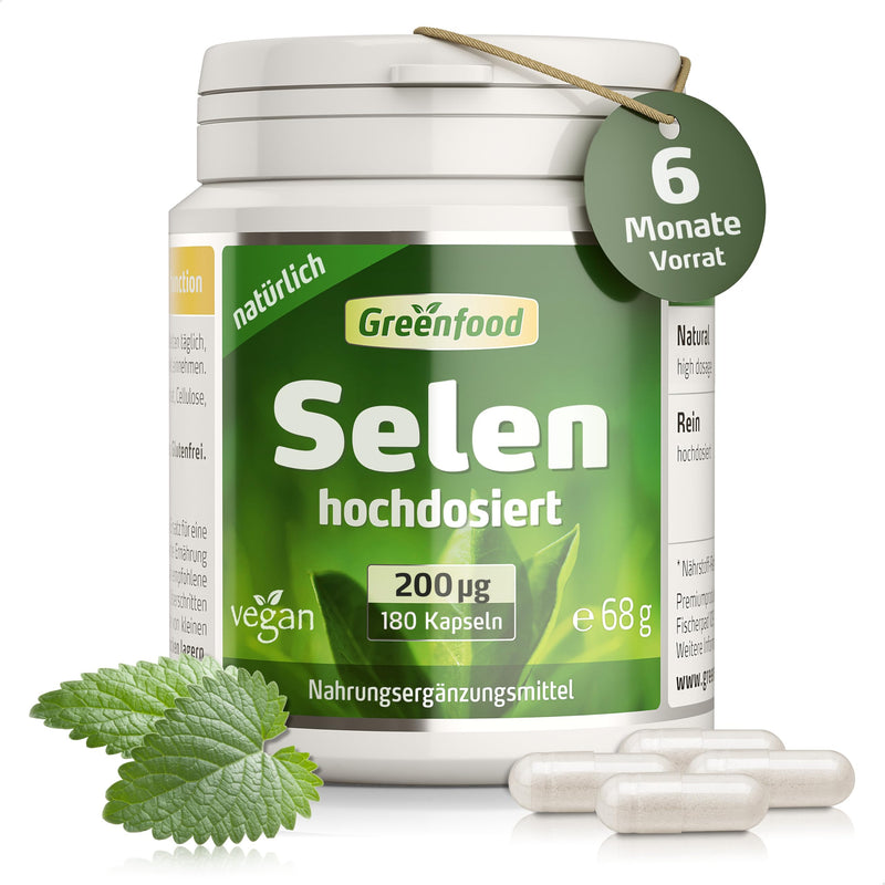 [Australia] - Selenium, 200 µg, natural, 180 capsules, high dose, vegan - for the thyroid and the immune system. WITHOUT artificial additives. Without genetic engineering. Vegi capsules. 180 pieces (pack of 1) 