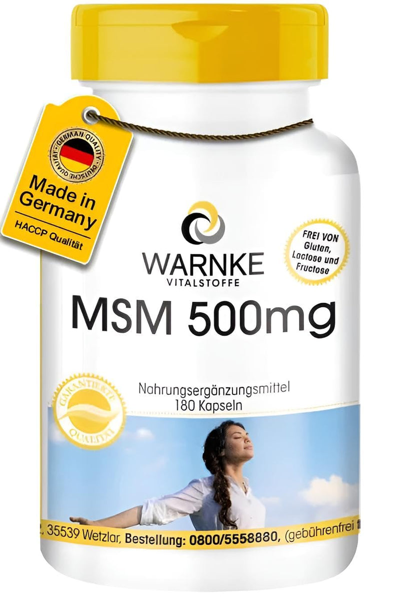 [Australia] - MSM 500mg - 180 capsules - high dose - methylsulfonylmethane | Warnke vital substances - German pharmacy quality 