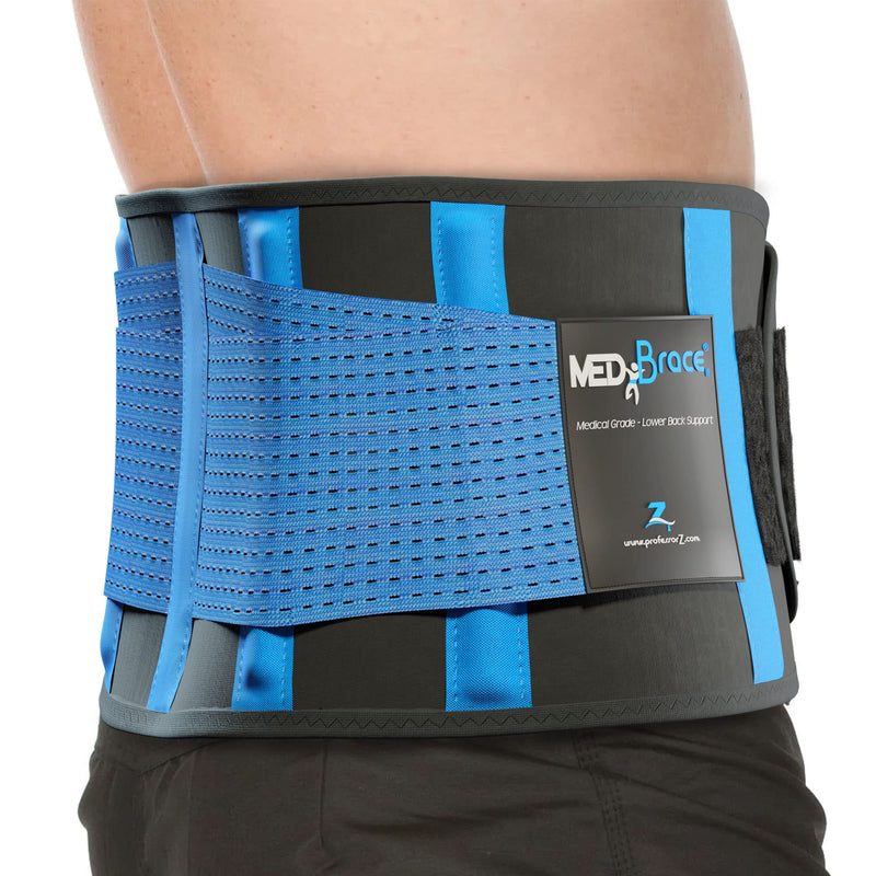 [Australia] - MEDiBrace Back Support Belt Back Brace, Lumbar Support for Lower Back with Adjustable Back Strap and Support Struts for Back Pain Relief Waist (102-119cm) XX-Large Persian Blue 