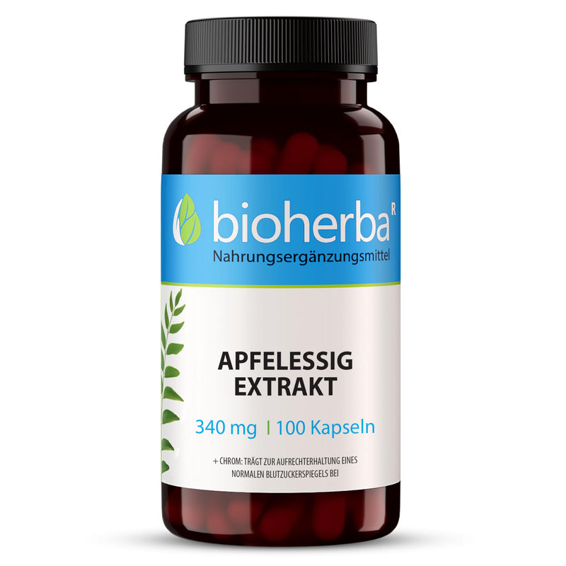 [Australia] - 100 Apple Cider Vinegar Capsules High Dose 340mg Capsule 1020mg Daily Dose Apple Cider Vinegar Capsules Drainage Metabolism Capsules Formula Shape Capsules Apple Cider Vinegar Extract with Chromium Laboratory Tested BIOHERBA 100 Capsules 