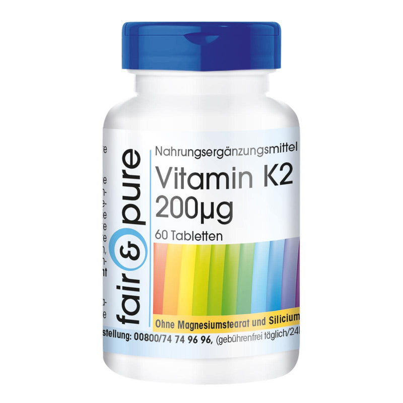 [Australia] - Fair & Pure® - Vitamin K2 tablets 200mcg - 60 tablets - natural menaquinone MK-7 - vegan - high-dose vitamin K2 