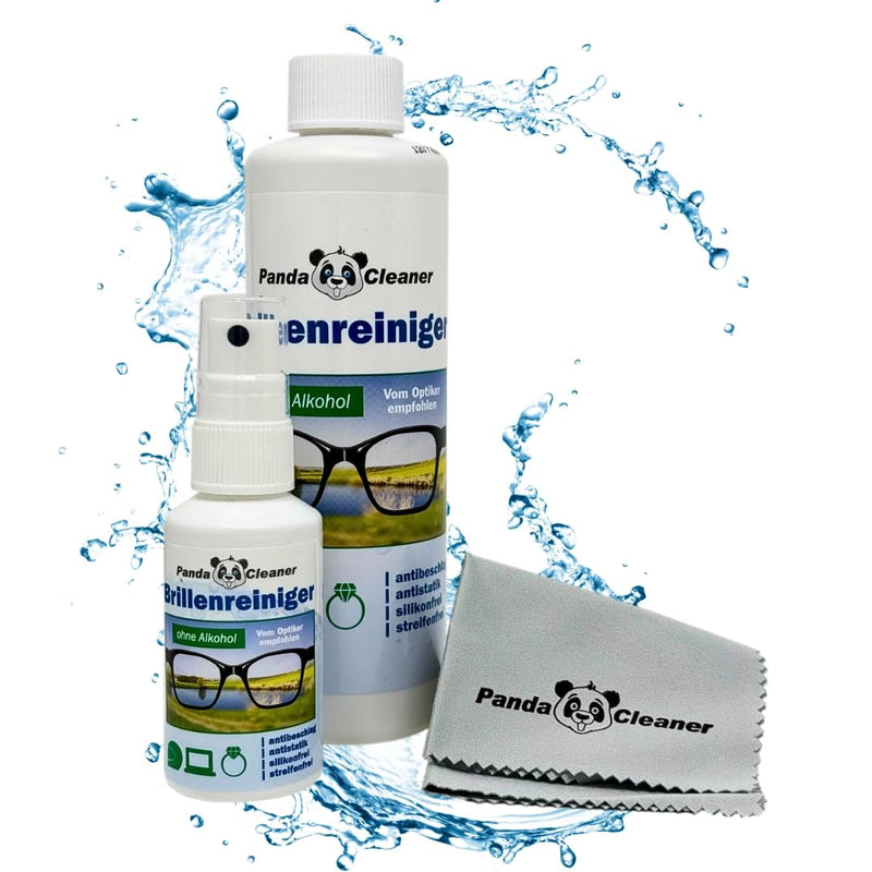 [Australia] - PANDACLEANER glasses cleaner | 50ml spray + 250ml refill bottle | without alcohol | Streak-free cleaning and anti-fog formula | Made in Germany 