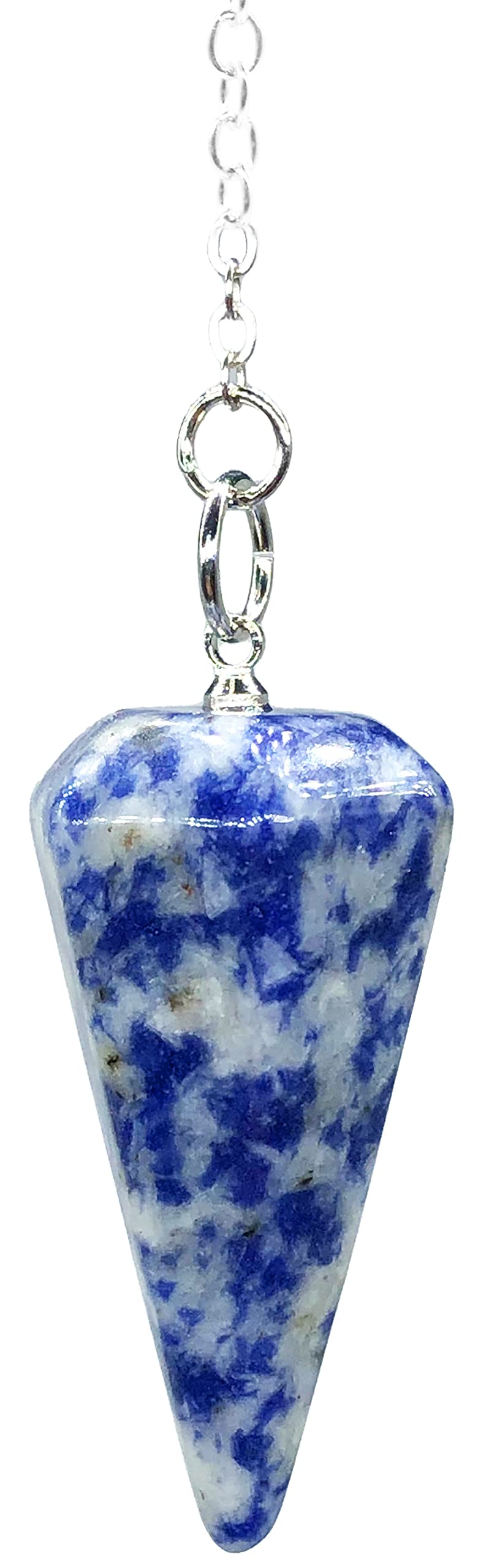 [Australia] - Polar Jade Pendulum made from Natural Blue Sodalite Gemstone for Dowsing Divination Chakra Reiki. Spitz with chain and jewelry pouch, witchcraft accessories tiger eye gemstone 
