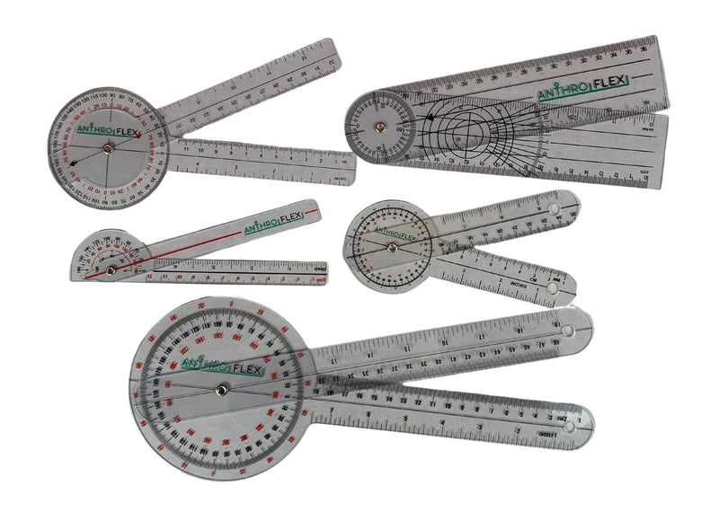 [Australia] - AnthroFlex 6-piece goniometer set: 30, 20, 15, 17 centimeters, fingers, spine - for physiotherapy 