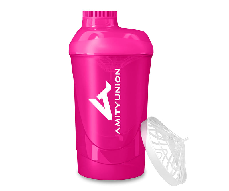 [Australia] - Women's protein shaker 800 ml Pink Deluxe - ORIGINAL AMITYUNION - protein shaker leak-proof - BPA free with sieve, scale for creamy whey shakes, gym fitness cup for isolates and sports concentrates 