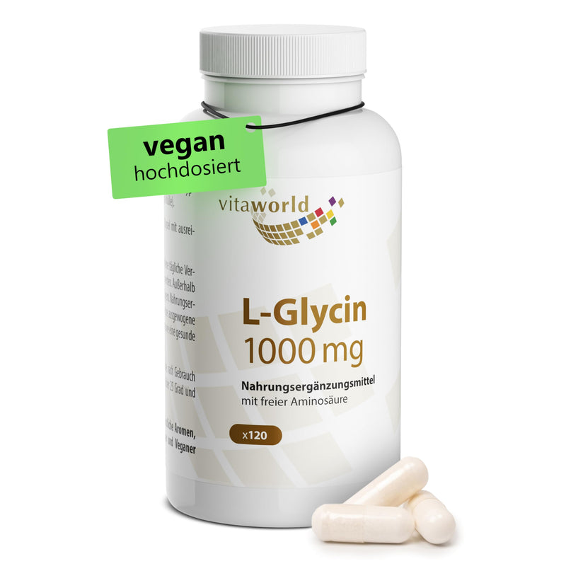 [Australia] - L-glycine - high-dose glycine 1000 mg per day (120 vegan capsules) - 4-month supply - building block for proteins - naturally sweet - without unwanted additives, gluten-free and lactose-free - vitaworld 120 pieces (pack of 1) 