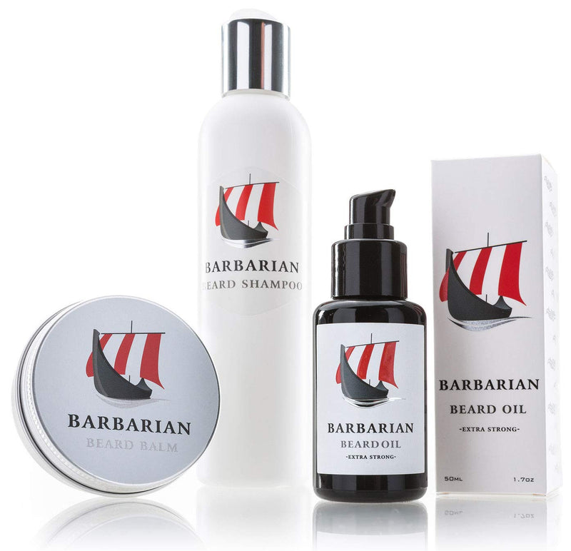 [Australia] - Mr. Burton's Barbarian Beard Care Set - 3 pieces - including beard oil + beard balm + beard care shampoo 