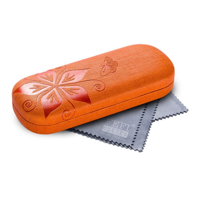 [Australia] - FEFI Hardcase glasses case Nature - embossed flower design orange 