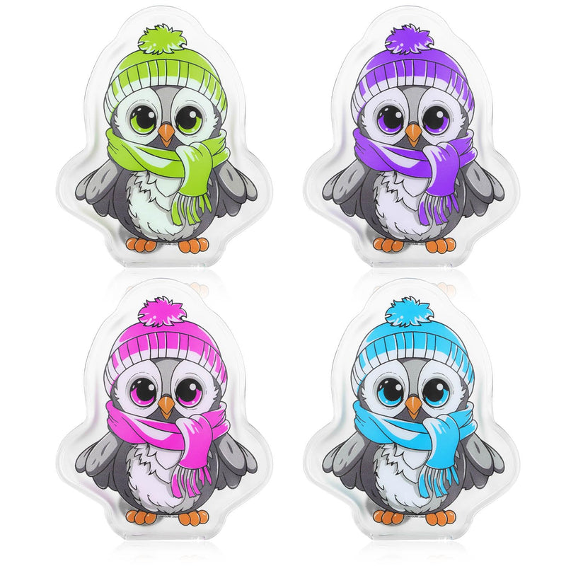 [Australia] - com-four® 4x reusable pocket warmers - hand warmers with owl motif - heat pad for cold days and for on the go - heat kink cushion (04 pieces - colorful owls) 04 pieces - colorful owls 