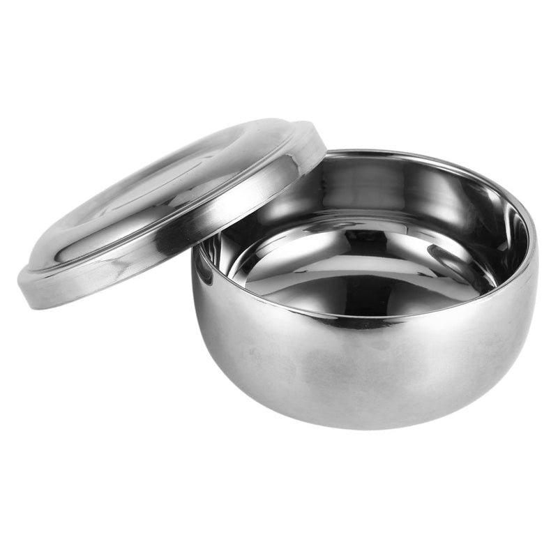 [Australia] - Bowl for storing shaving soap with lid for beard brush, bowl made of stainless steel shave shaving cup 