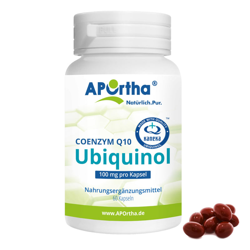 [Australia] - APOrtha Kaneka Ubiquinol Coenzyme Q10 100 mg 60 capsules I CoQ10 capsules high dose 100 mg I High bioavailability thanks to bioactive ubiquinol I 2-fold patented raw material I Daily dose 1 capsule 