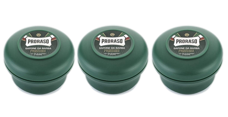 [Australia] - 3x PRORASO SHAVING SOAP 150ml JAR WITH EUCALYPTUS OIL AND MENTHOL Italy 