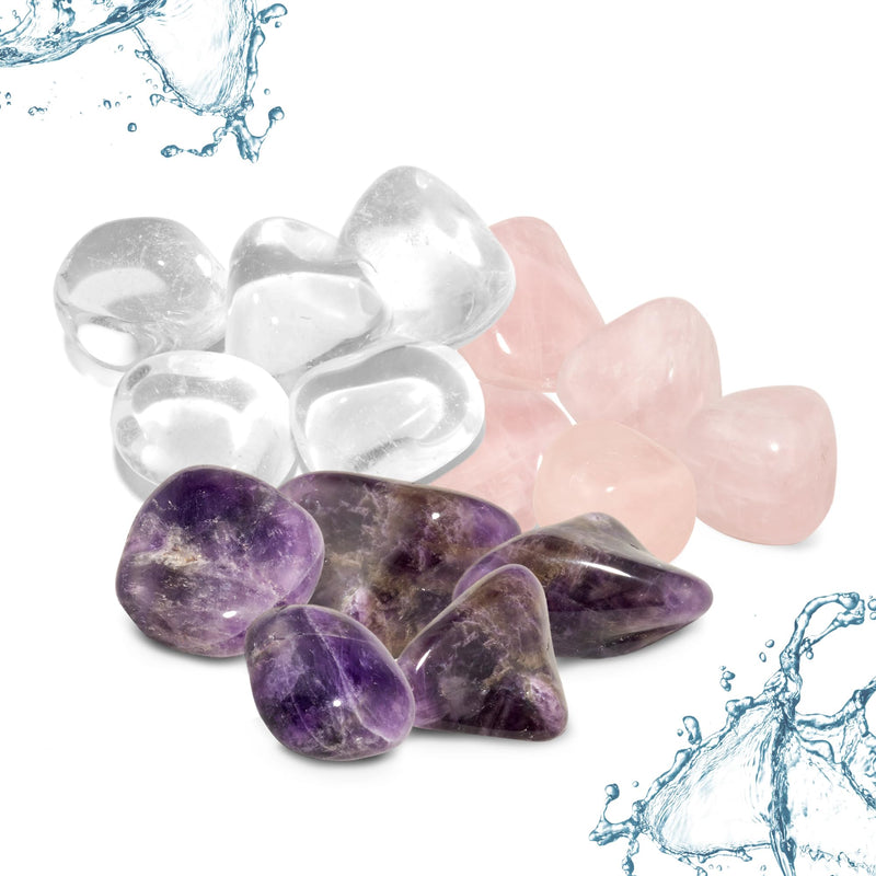 [Australia] - PURAJA basic set for water revitalization | Natural tumbled stones | Premium mixture for gemstone water | Basic mix: rose quartz, amethyst, rock crystal (250g) 250 g (pack of 1) 