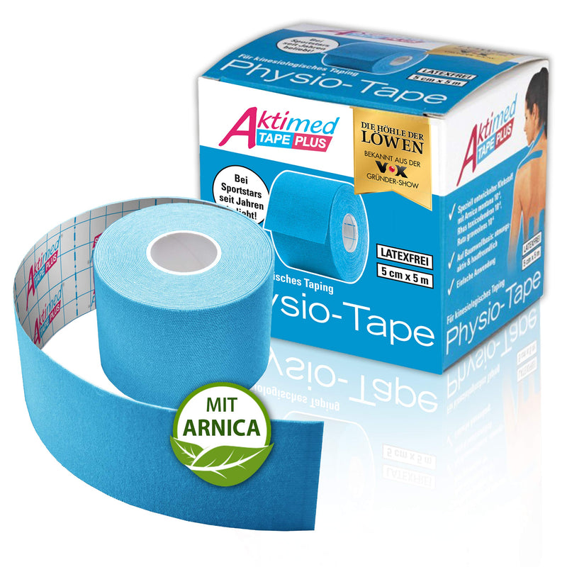 [Australia] - AKTIMED Tape PLUS Kinesiology Tape - Sports Tape with Plant Extract Arnica D6* - Patented Physiotape Dermatest "Very Good" - Kinesiology Tapes Elastic & Waterproof (Light Blue) Light Blue 1 Piece (Pack of 1) 