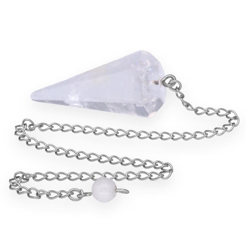 [Australia] - Rock crystal pendulum with holding ball | Gemstone cut & faceted | Source of Life Plus 