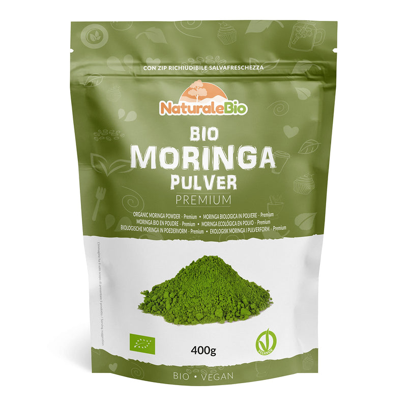 [Australia] - Moringa Oleifera Powder - 400 g Organic Horseradish Powder with Premium Quality - Natural Organic Product, Organic and Pure Moringa from the Leaves of the Horseradish Tree - NaturaleBio 400 g (Pack of 1) 