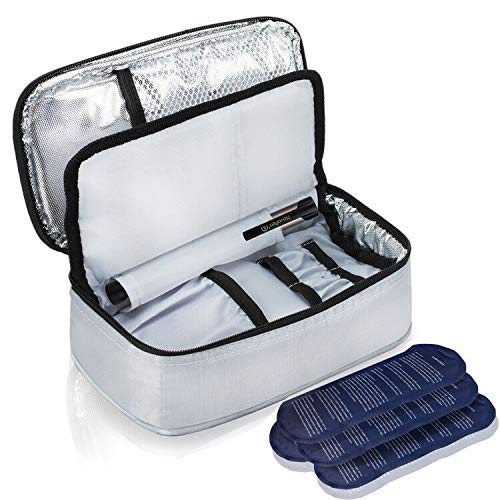 [Australia] - ALLCAMP diabetic bag cooler bag insulin bag for diabetes syringes, insulin injections and medication + 4 ice packs dark gray 