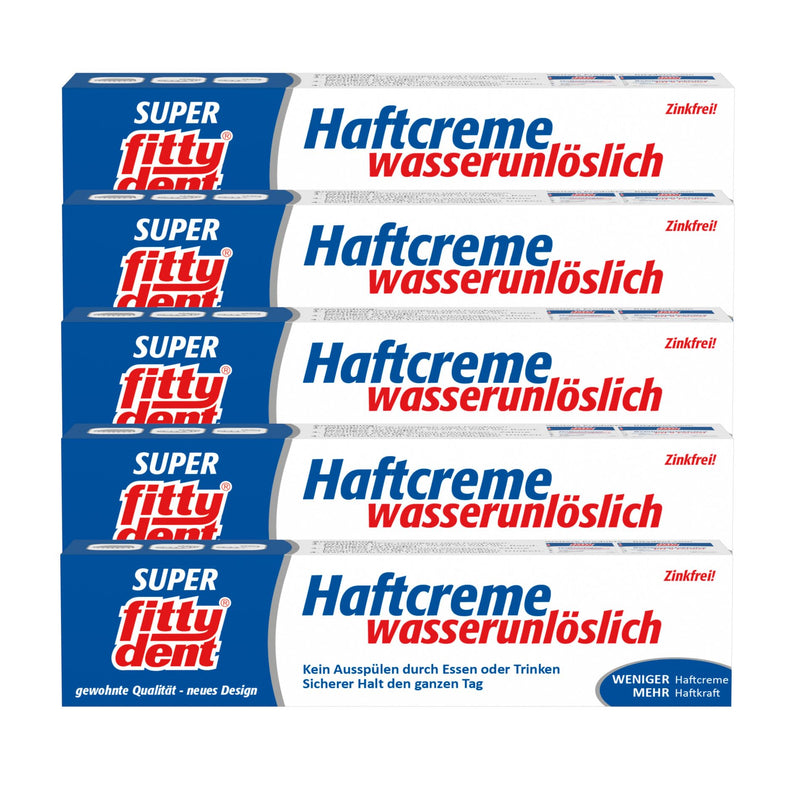 [Australia] - 5x FITTYDENT super adhesive cream 40 g PZN 2171042 Insoluble in water, zinc-free 