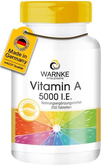 [Australia] - Vitamin A 5000 IU - 1500µg retinol (retinyl acetate) per tablet - 250 tablets - high dosage & vegan | Warnke vital substances - German pharmacy quality 