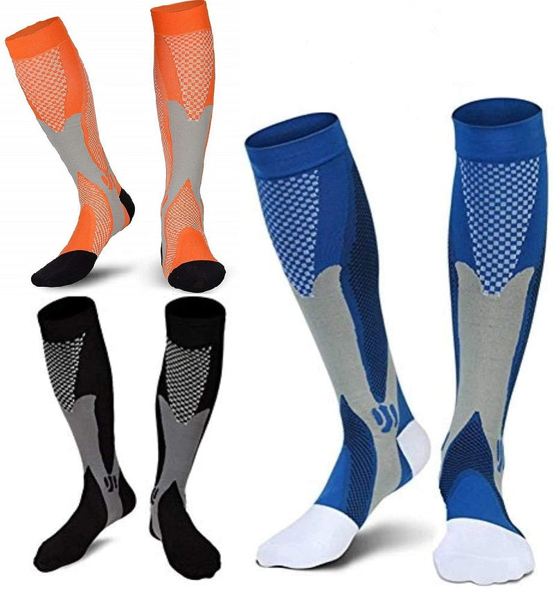 [Australia] - 3 Pairs of Compression Thrombosis Support Stockings Women and Men Compression Socks for Sports Flight Running Travel Improving Blood Circulation S/M (EU 35-39) 