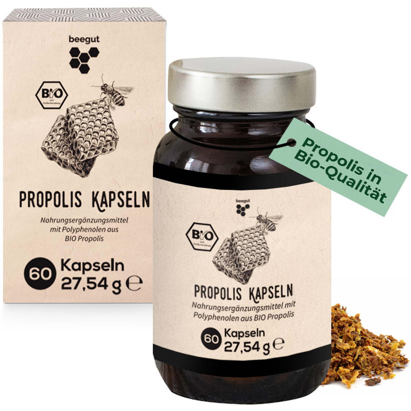 [Australia] - beegut ORGANIC propolis capsules, 60 capsules in a vegetable capsule shell with ORGANIC propolis extract, sustainable packaging, 60 pieces (pack of 1) 