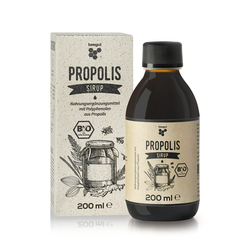 [Australia] - beegut ORGANIC propolis syrup with propolis, honey, ribwort plantain, mullein and licorice root, 200 ml syrup also for children, certified organic 