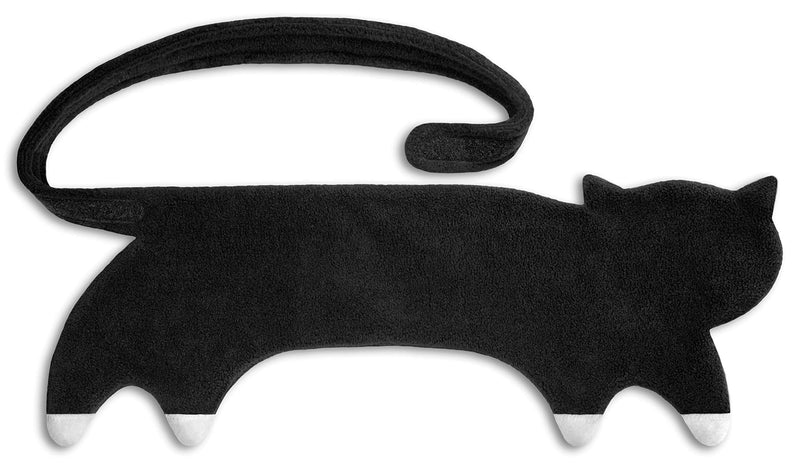 [Australia] - LESCHI heat pillow - 10 chamber grain pillow to tie around - animal cat black - cuddly grain pillow with organic wheat - ideal as a heat source in winter and for the stomach back abdomen midnight / midnight 