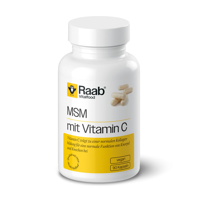 [Australia] - Raab Vitalfood MSM capsules, vegan, gluten-free, methylsulfonylmethane, vitamin C for normal collagen formation, normal cartilage function, 100% high-quality MSM from the USA (1x 90 capsules) 