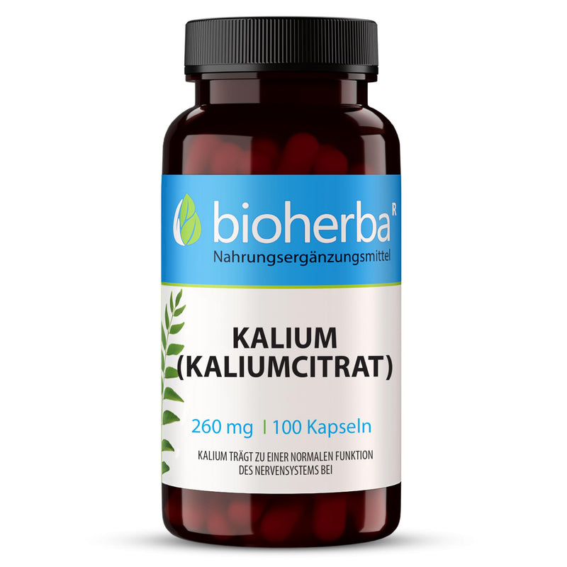 [Australia] - High-dose potassium - 260 mg potassium citrate per capsule, 100 capsules from BIOHERBA for optimal electrolyte balance and natural vitality 