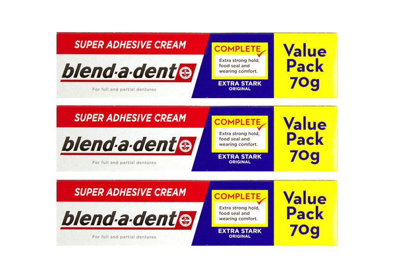 [Australia] - 3x Blend-a-dent super adhesive cream extra strong original 70g value pack 