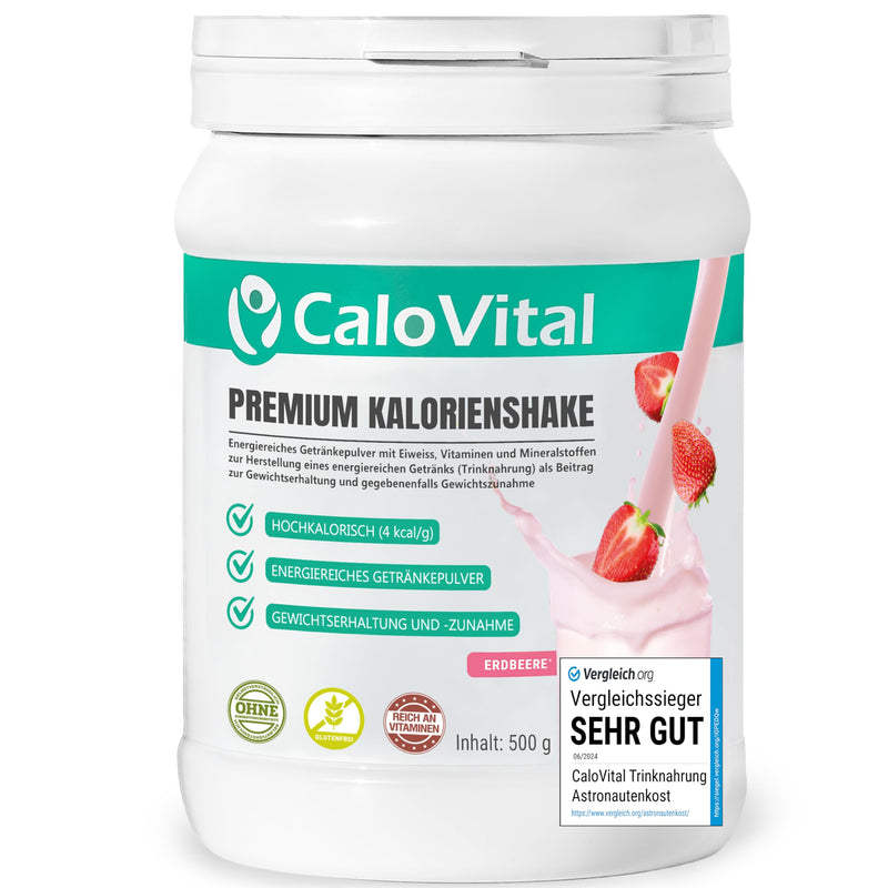 [Australia] - Drinking food high in calories for weight gain | Carbohydrates & protein as a calorie shake | Highly dosed with many vitamins | CaloVital - Premium quality from Germany (strawberry 500g), strawberry powder 500g 