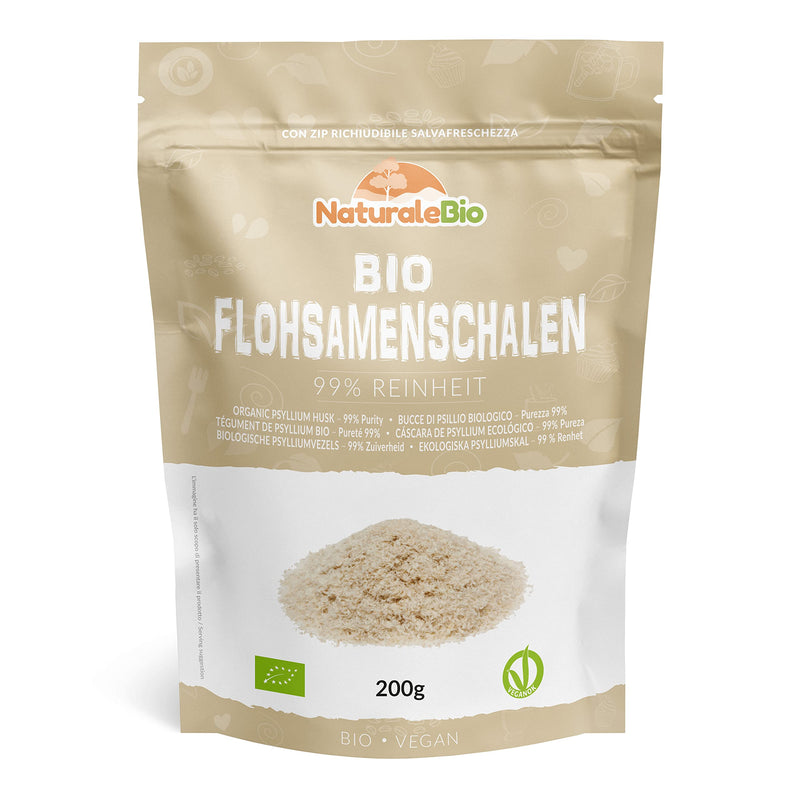 [Australia] - Organic psyllium seed husks, 99% purity, 200g natural psyllium seed husks, natural, pure, high in fiber, vegan, for dissolving in water, drinks and juices, NaturaleBio. 200 g (pack of 1) 