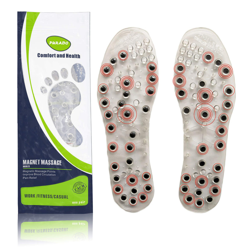 [Australia] - Magnetic massage insoles, healthy and breathable foot acupoint massage insoles magnetic - suitable for everyday use acupressure shoe insoles - promote blood circulation - relieve fatigue 43-44 transparent 