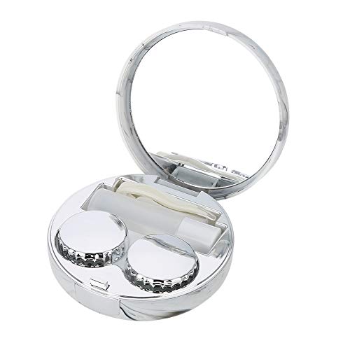 [Australia] - Sonew Portable Plastic Marble Eye Contact Lens Case Set Includes (4 Colors) White 