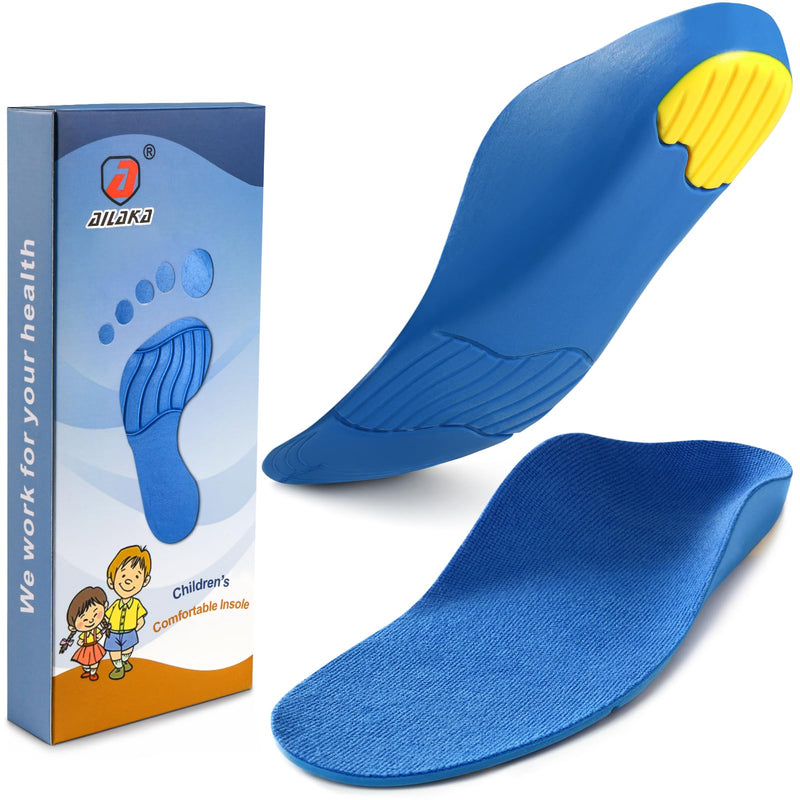 [Australia] - Ailaka Orthopedic Insoles Children, Orthopedic Shoe Insoles Children for Flat Feet, Heel Spurs, Plantar Fasciitis, Metatarsalgia Blue 37-39 EU 25.1cm 