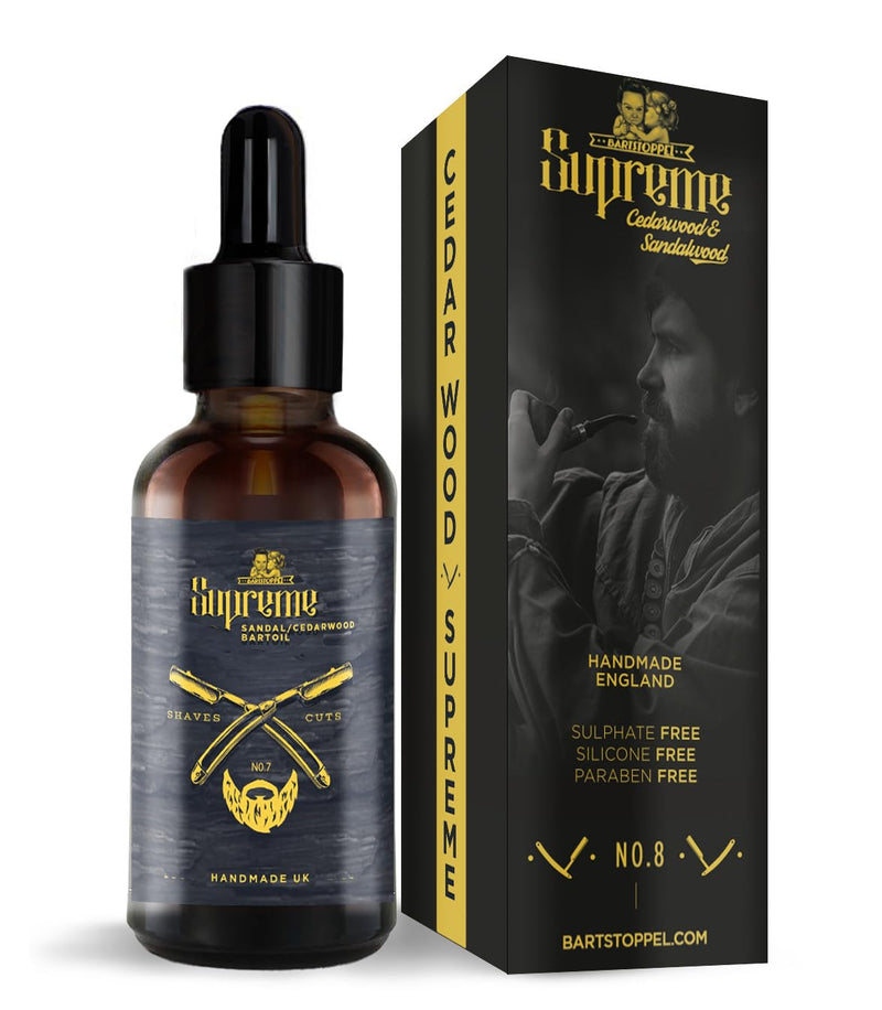 [Australia] - Beard Oil Cedar Wood Sandalwood Fragrance Men's Beard Stubble® Supreme - Daily Beard Care - Against Dandruff - Beard Oil Vegan - Castor Oil for Beard Growth Woodman Cedar Wood 30 ml (Pack of 1) 