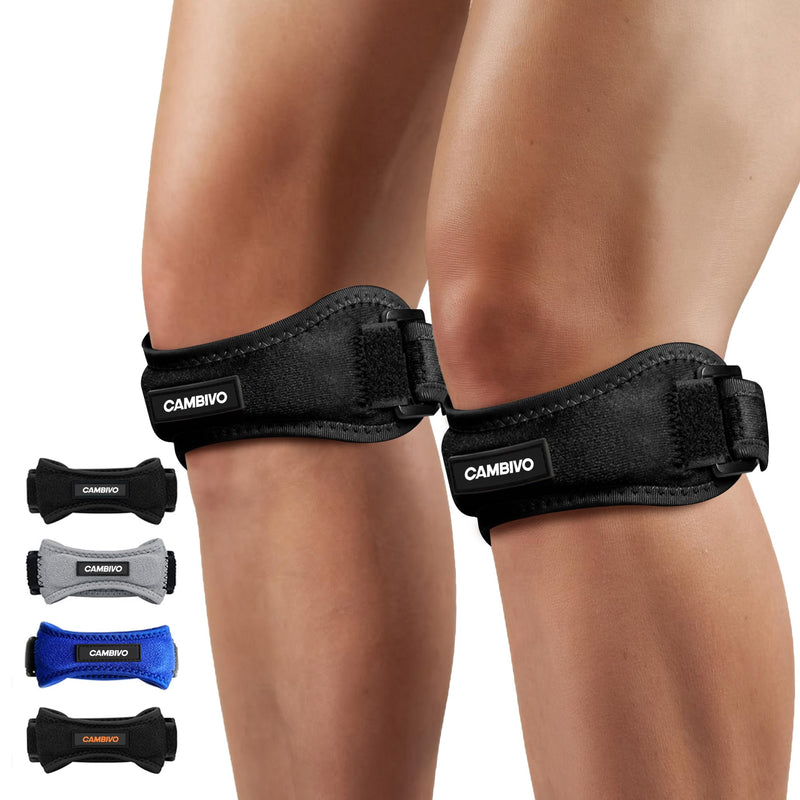 [Australia] - CAMBIVO 2 x patella tendon bandage, knee support, patella knee bandage, adjustable knee bandage for women and men during sports, hiking, fitness, baseball, volleyball black 
