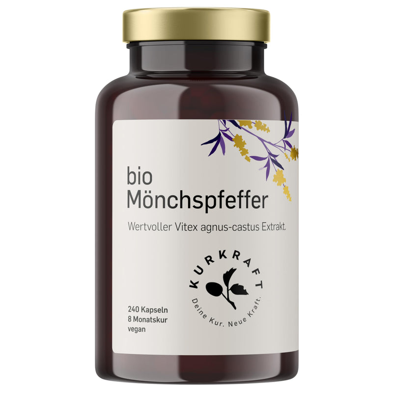 [Australia] - KURKRAFT ORGANIC chasteberry capsules, high dosage (4:1 extract) - particularly small capsules - genuine organic Vitex Agnus Castus - from organic farming - carefully produced in Germany 