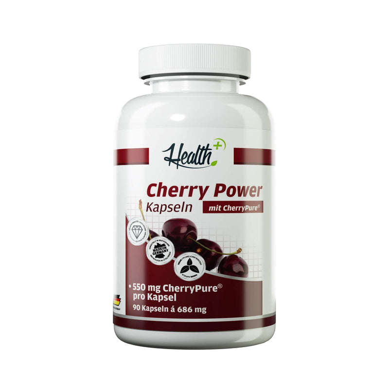 [Australia] - Health+ Cherry Power - 90 cherry extract capsules, 550 mg Cherry Pure from the Montmorency cherry, highly dosed and rich in vitamins, minerals and antioxidants, Made in Germany 