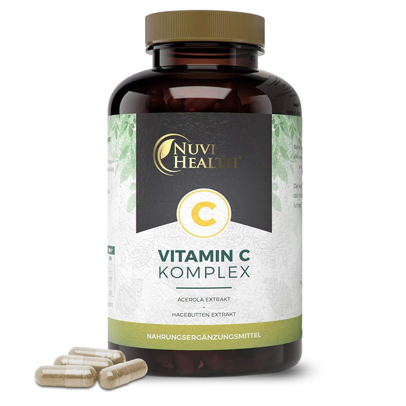 [Australia] - Nuvi Health Natural Vitamin C Complex - 240 Capsules - Acerola Extract & Rose Hip Extract with 400 mg Vitamin C per Daily Serving - 4 Month Supply - High Dose - Laboratory Tested - Vegan 