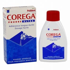 [Australia] - Polident Corega powder, pack of 2 (2 x 40 g), transparent, plastic 