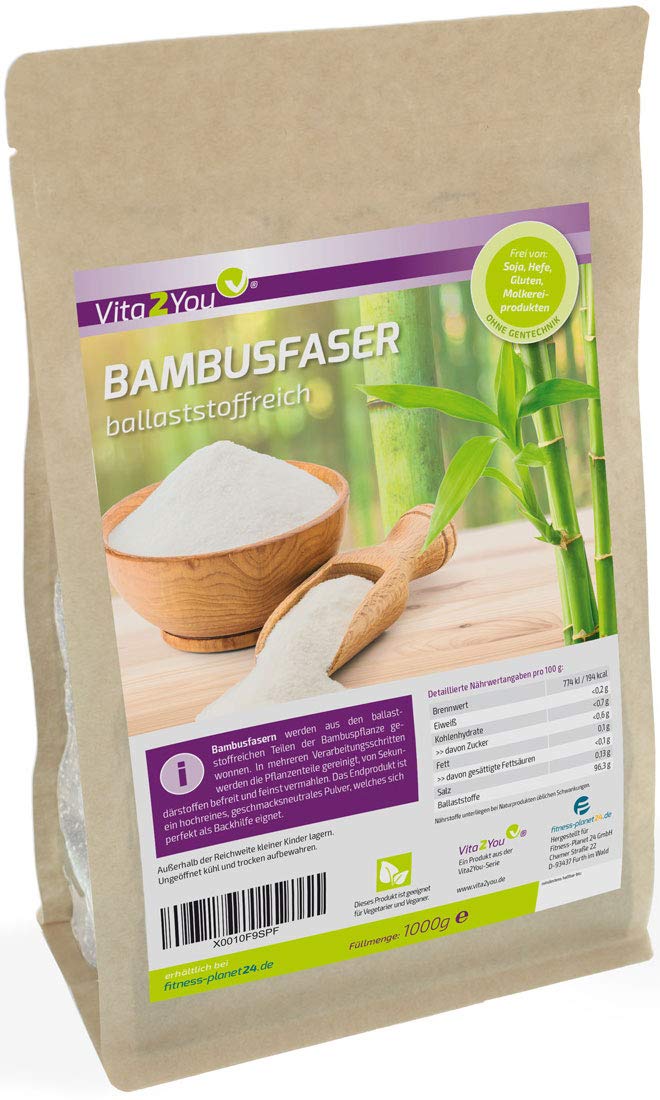 [Australia] - Vita2You bamboo fibers 1000g - high in fiber - gluten free - bamboo fiber for baking - thickening sauces etc. - 1kg in a ziplock bag - premium quality 